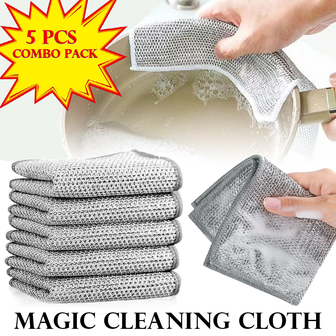 Magic Cleaning Cloth - Kitchen Dishwashing Towel, Metal Steel Wire - 5 pcs