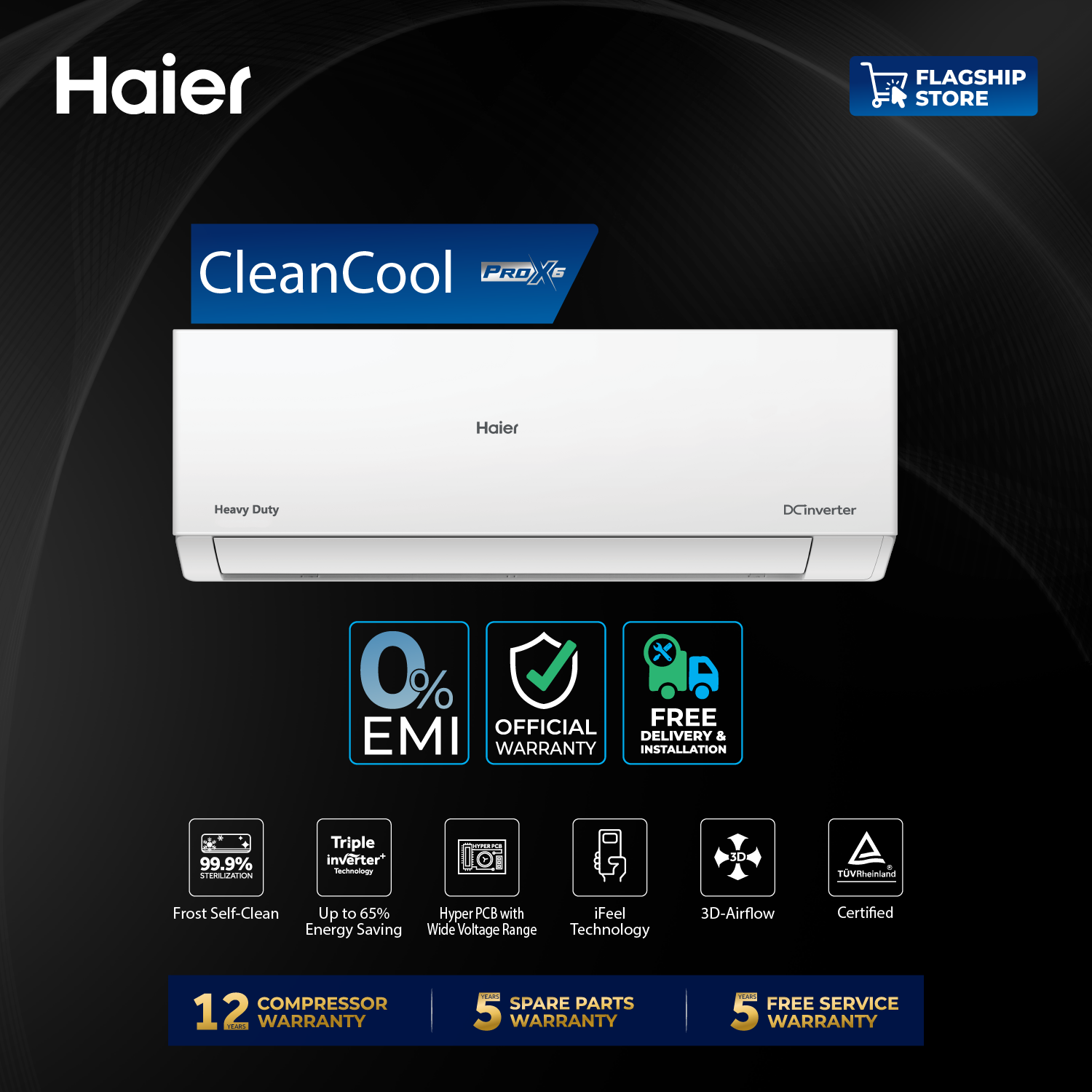 Haier 1.6 Ton CleanCool Inverter AC with Free Installation [HSU-19CleanCool (INV)(Pro)]