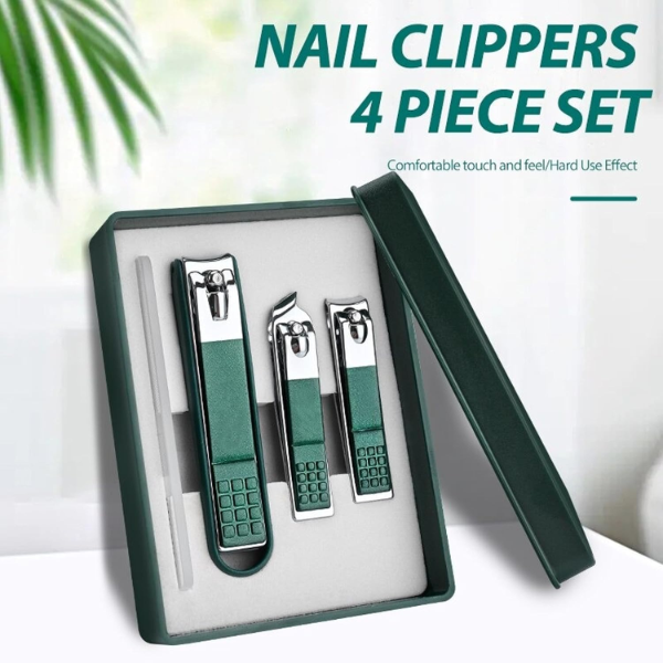 3-Piece Nail Clipper Set + 1 Nail Filer – All-in-One Manicure & Pedicure Kit with Grooming Tools