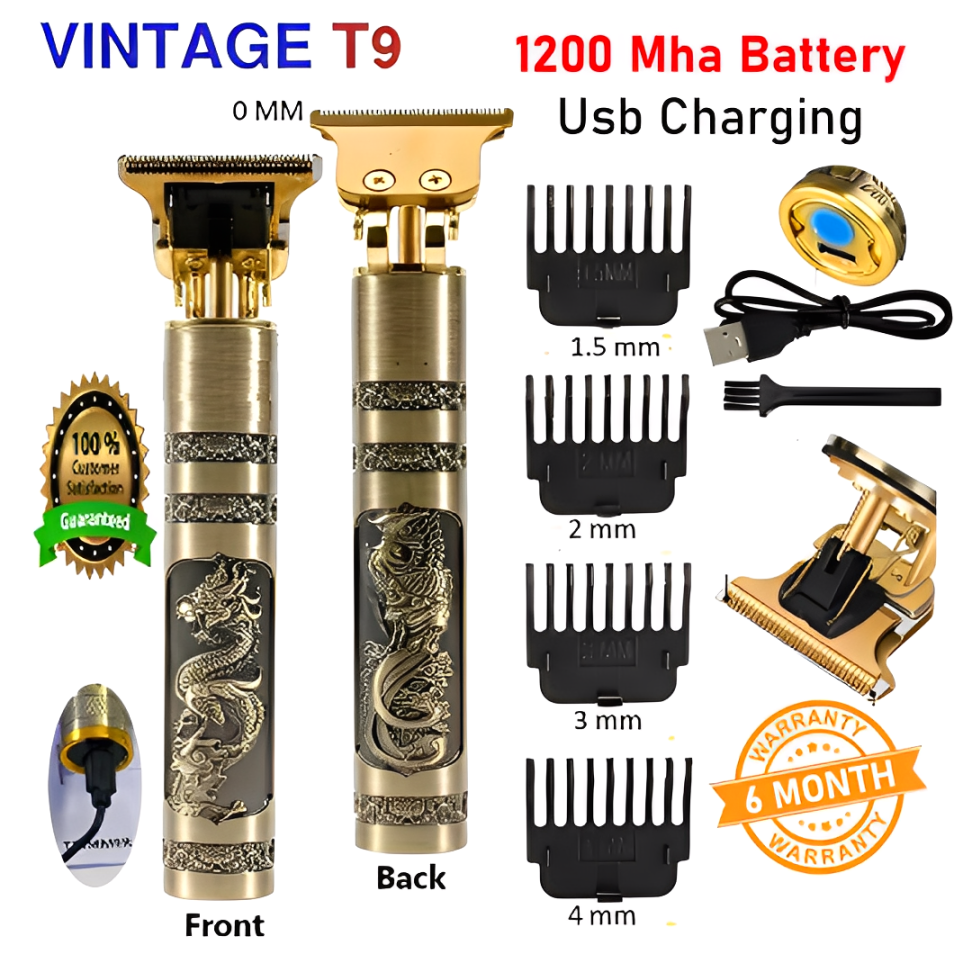 Vintage T9 Professional Hair Trimmer | Cordless & Rechargeable Hair  Cutting Machine