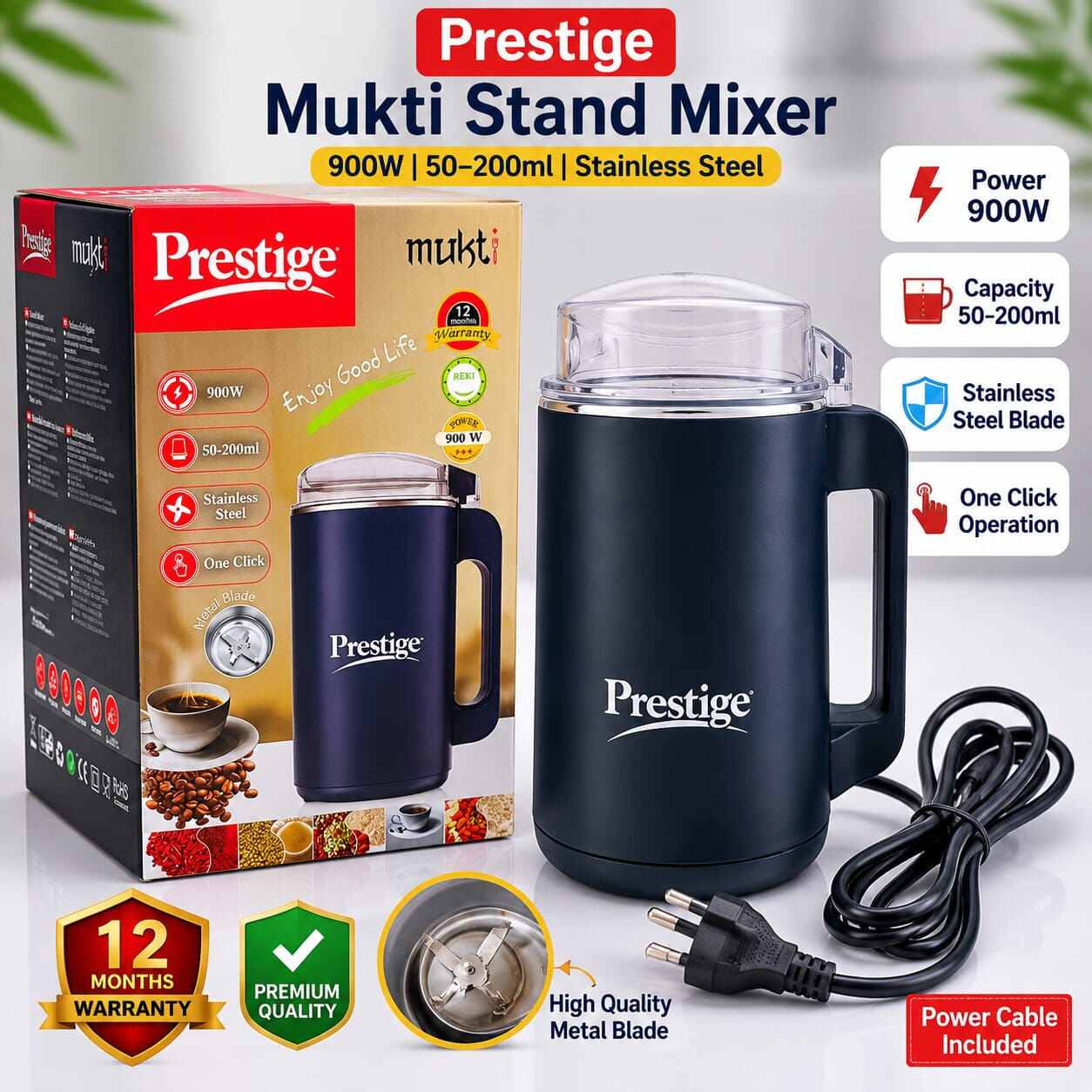 Household Small Powder Grinding Machine, Electric Mini Spice Grinder Add 5 Blades, 304 Stainless Steel Grinding Fine Powder for All Kinds of Grains, Condiments, Coffee Beans (Blue) By Win Accessories