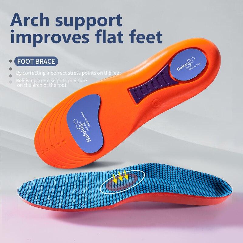 Unisex Orthopedic Sports Insoles – Shock Absorbing, Breathable & Supportive Running Shoe Inserts (Orange)