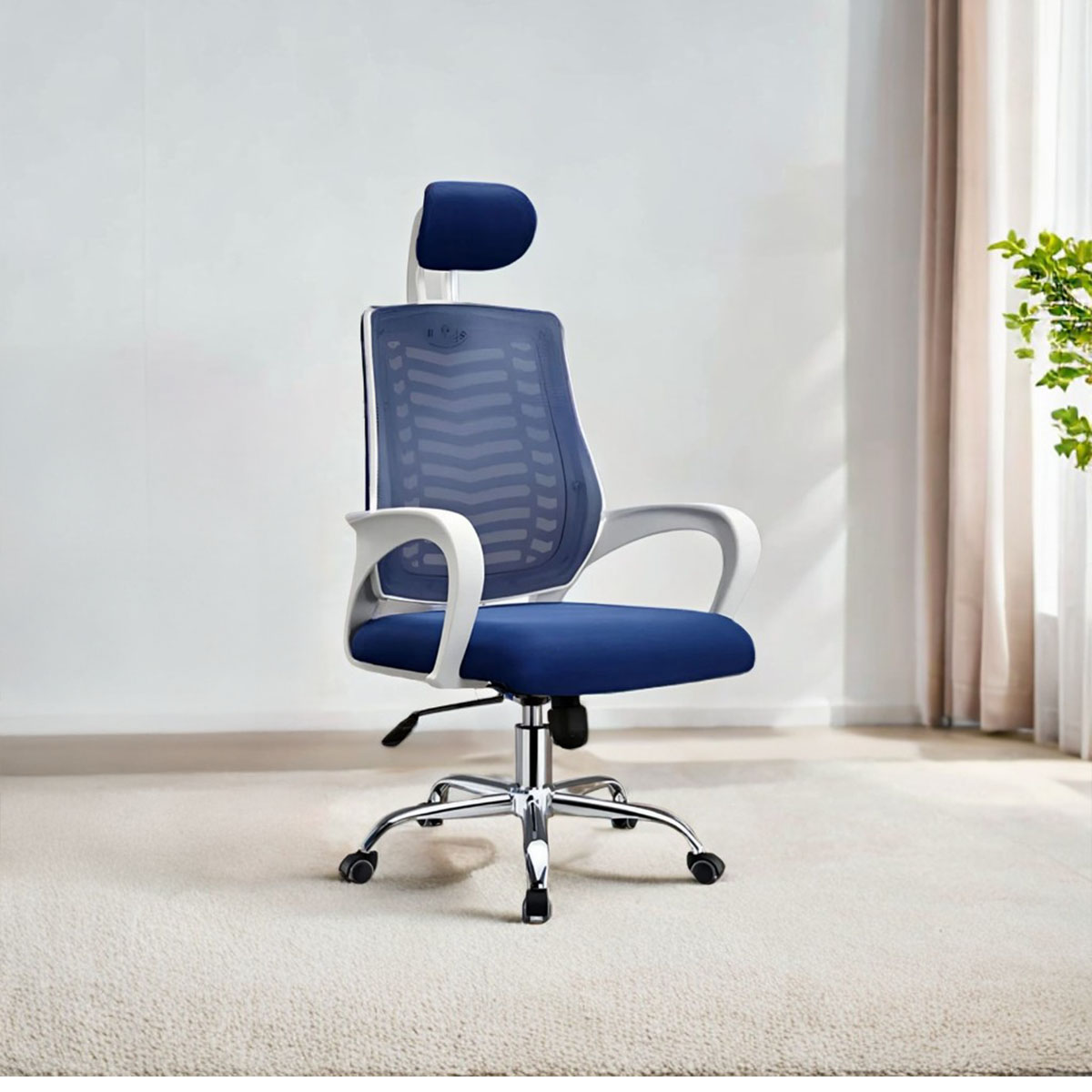 (FP-M-27-)Executive Office Chair White Body  [V-MESH] with Headrest good quality