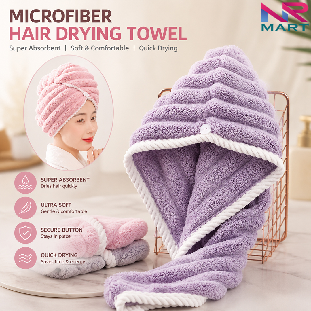 Super Absorbent Microfiber Hair Drying Cap – Quick-Dry Hooded Towel for Women – Multicolor