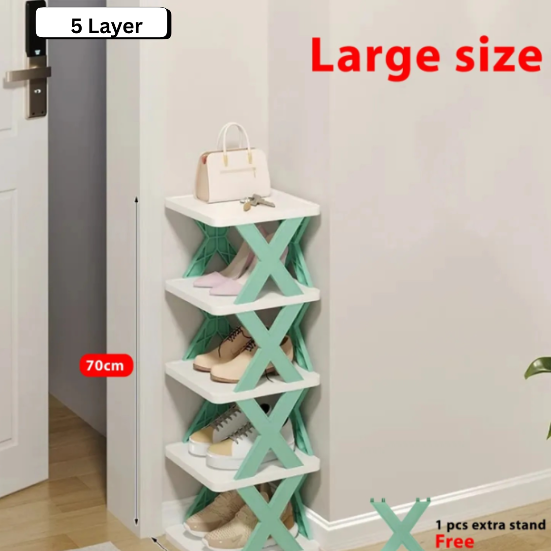 Large Size Multilayer Shoe Rack- 5 Layer Shoe Shelf Removable Shoe Cabinet With Extra X Stand (1pcs)