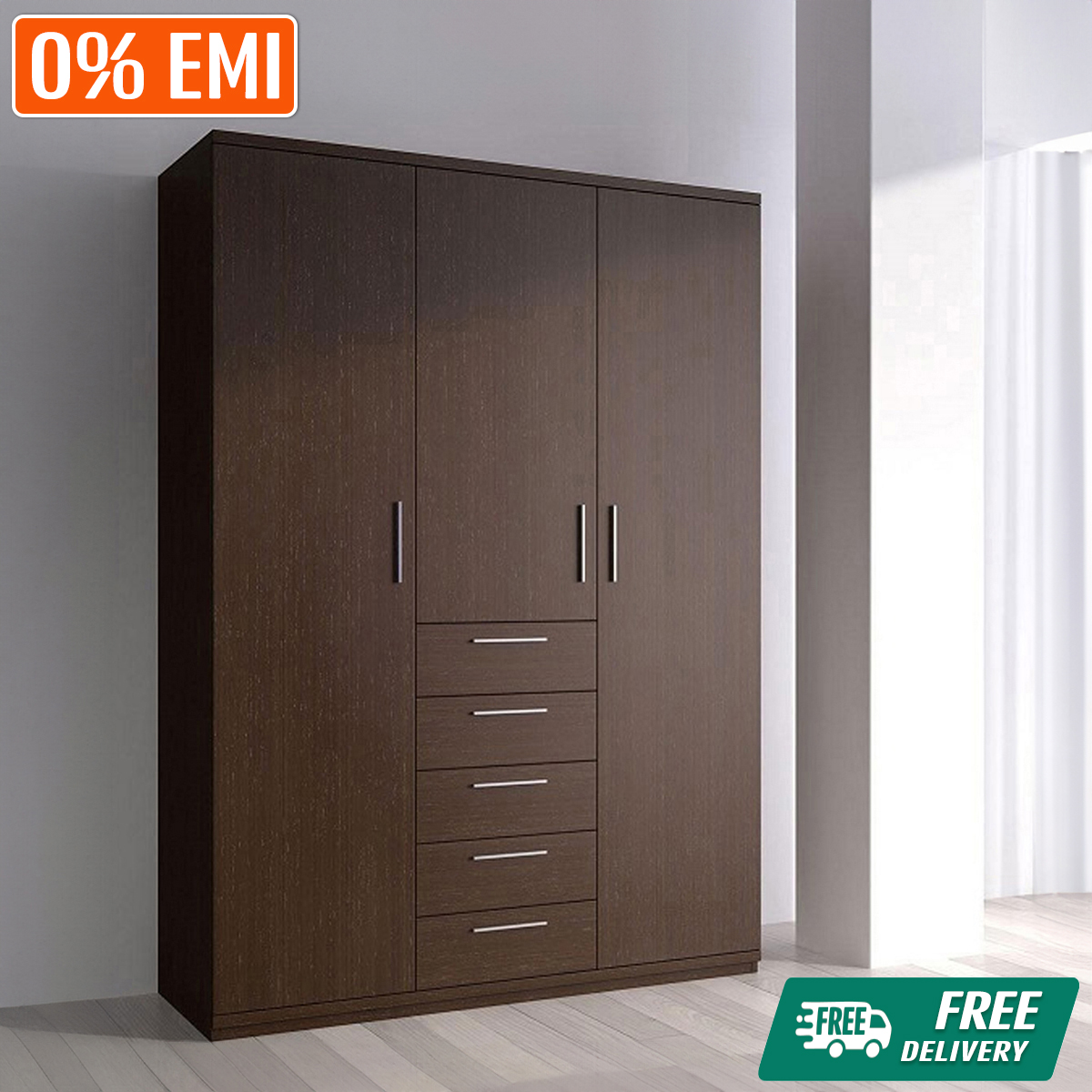 Exceotional Quality - RK 3 Part Almirah or Cupboard Made of MDF Laminated Board - Vintage Choice - Exclusive Experience