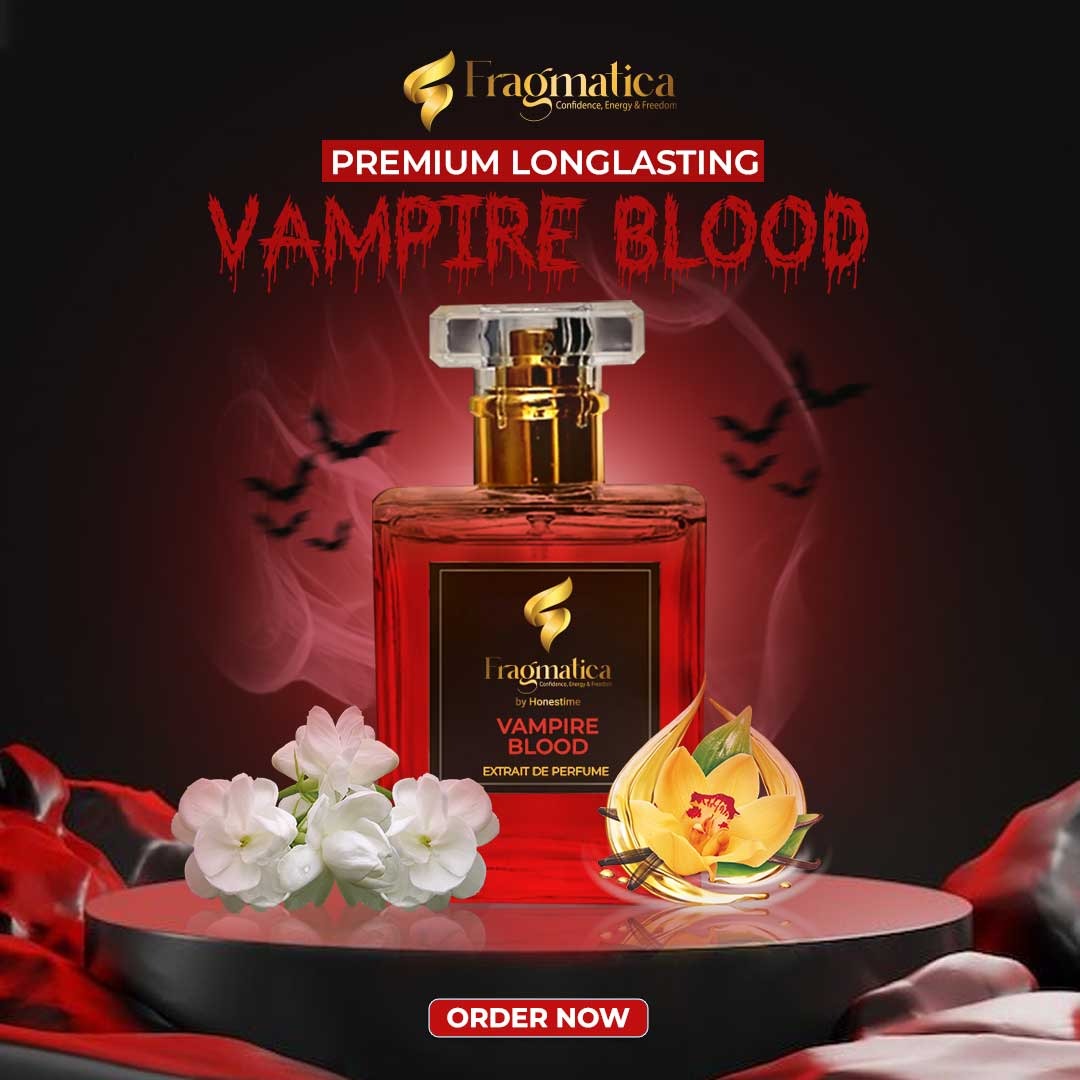 Vampire Blood Super Premium Perfume Oil – 10-Hour Long-Lasting Viral Fragrance | Available in 100ML, 50ML, 30ML, 15ML, 6ML, 3ML | By Fragmatica a bold fusion of exotic sweet fruity deep dark florals, and warm