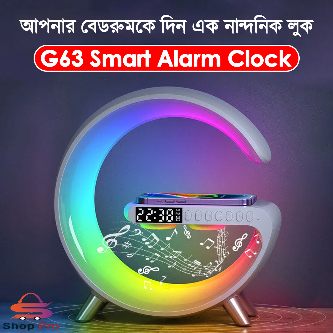 G63 4 In 1 Bluetooth Speaker 10W Multifunctional Wireless Charger LED Atmosphere RGB Night Light Alarm Clock Desk Lamp Bluetooth Speaker Wireless Charging Modern Speaker