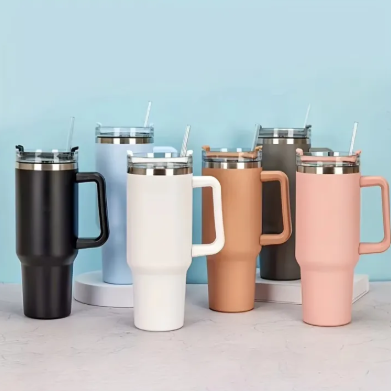 Insulated Cup Large Water Bottle Stainless Steel With Straw Lid Vacuum Water Cold Warm Thermos Cup Coffee Mug Drinkware Car Cup Coffee Termos Vacuum Flasks Portable Water Bottle Mug With Handle And Travel Coffee Cup Birthday Gift by HomeFix