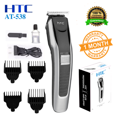 HTC AT-538 Rechargeable Hair & Beard Trimmer for Men – Cordless Grooming Kit with Sharp Blades & Adjustable Settings