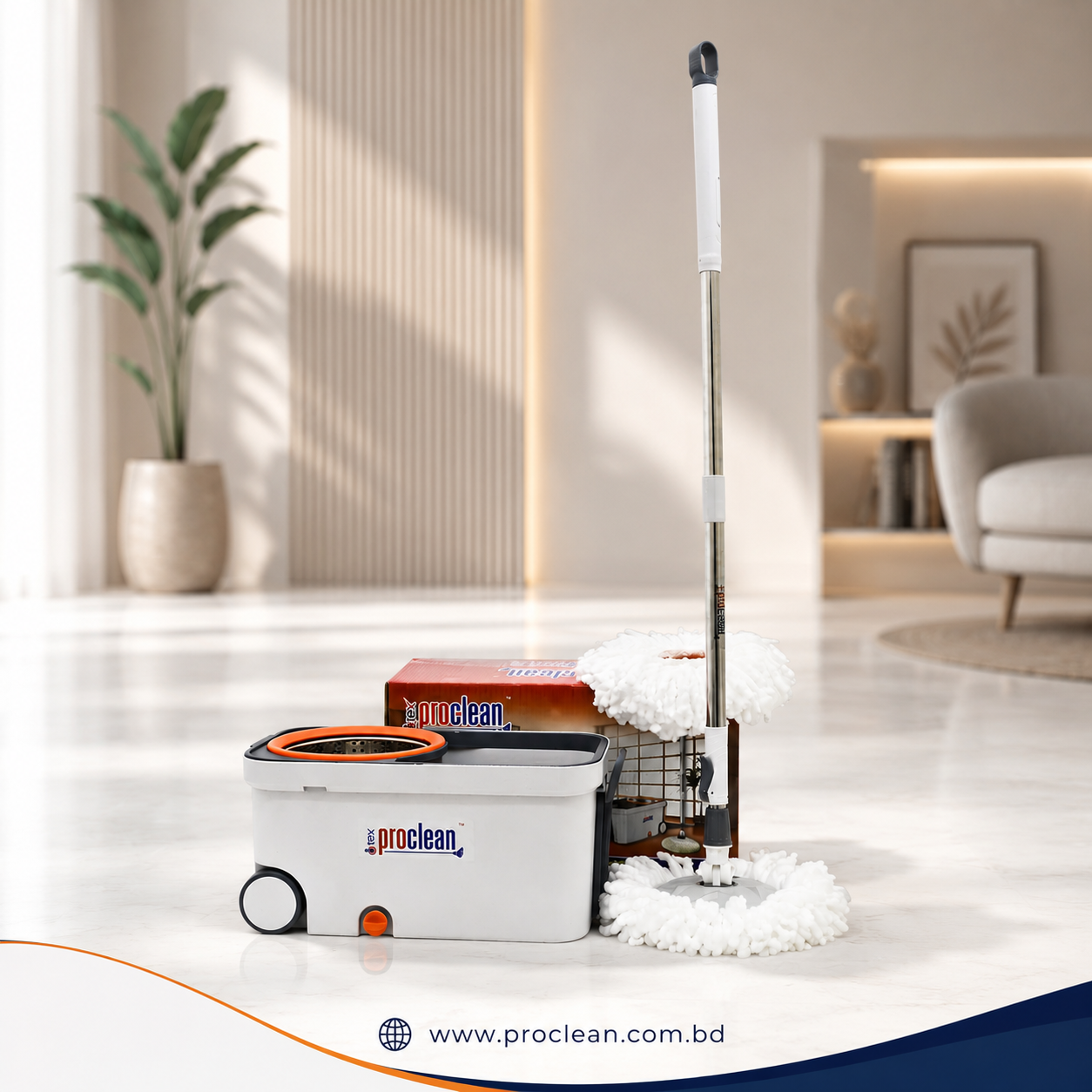 Proclean Regular Microfiber Rotary/Spin Mop Floor Cleaning Mop_RM-1985 . Hardwood, Tile, Marble, and Laminate Floor Cleaner for Wet and Dry Usage ,work as 360° Spinning Action