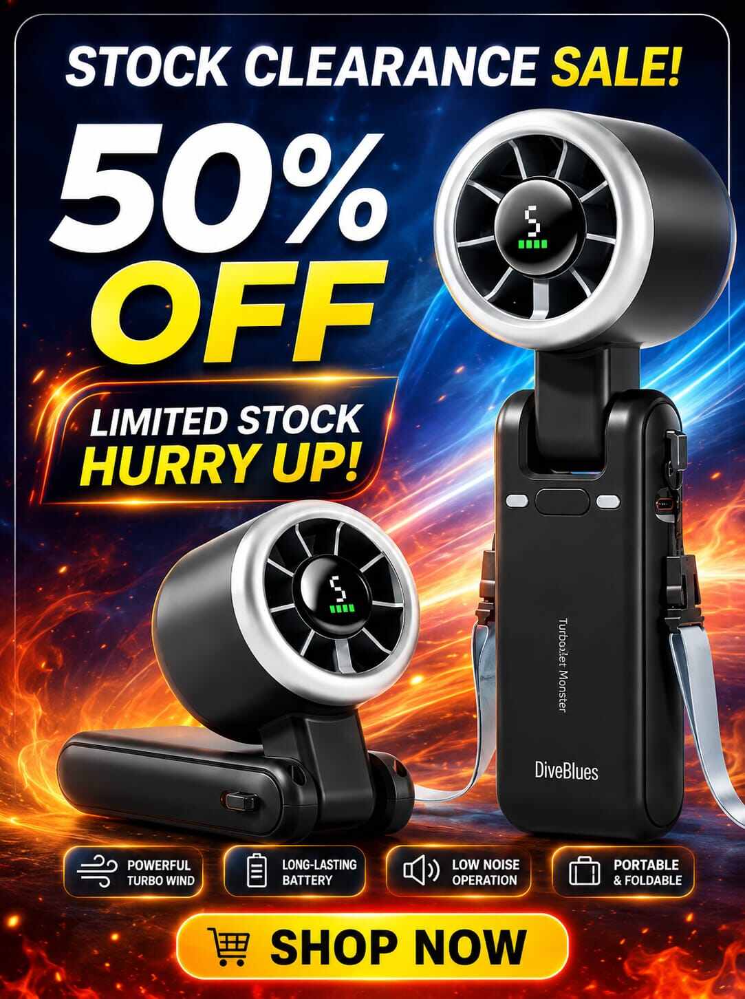 Turbo Fan HandheldRechargeable Fan Portable Mini Hand Fan USB Rechargeable Foldable Hanging