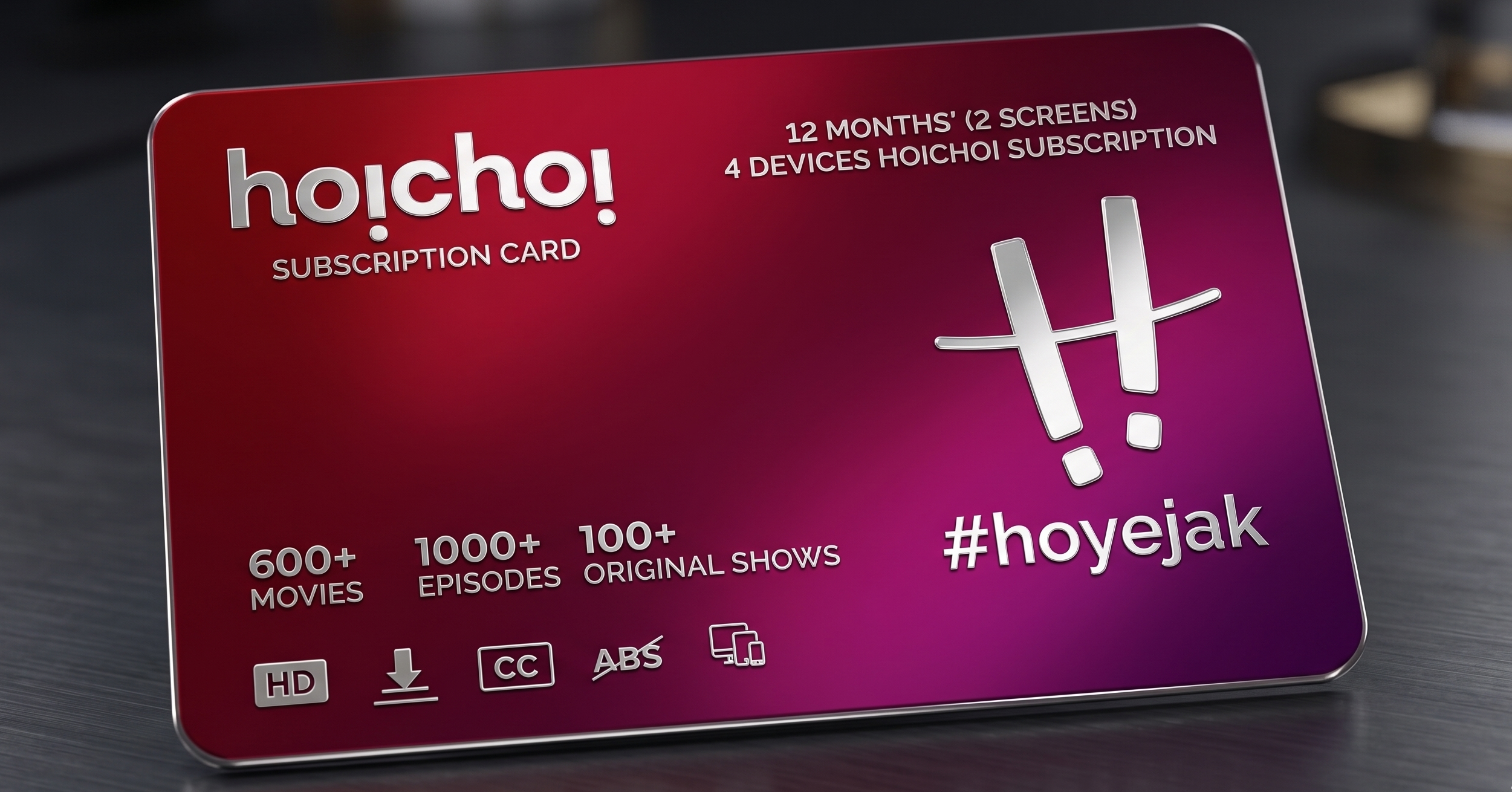 12 Months; (02 Screen) 04 Devices - hoichoi Subscription