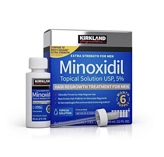 Kirkland Signature Minoxidil 5%  (1 month supply) Topical Solution Extra Strength Hair Regrowth Treatment for Men Hair & Beard - MNXMS
