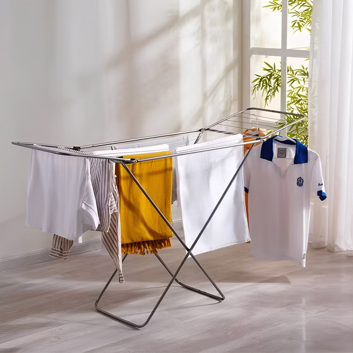 Home Intelligence Folding Cloth 3 Tyre Dry Rack Dryer - Cloth Rack - Upscaled Quality S.K.B DCH -202  Full SS Stainless Steel