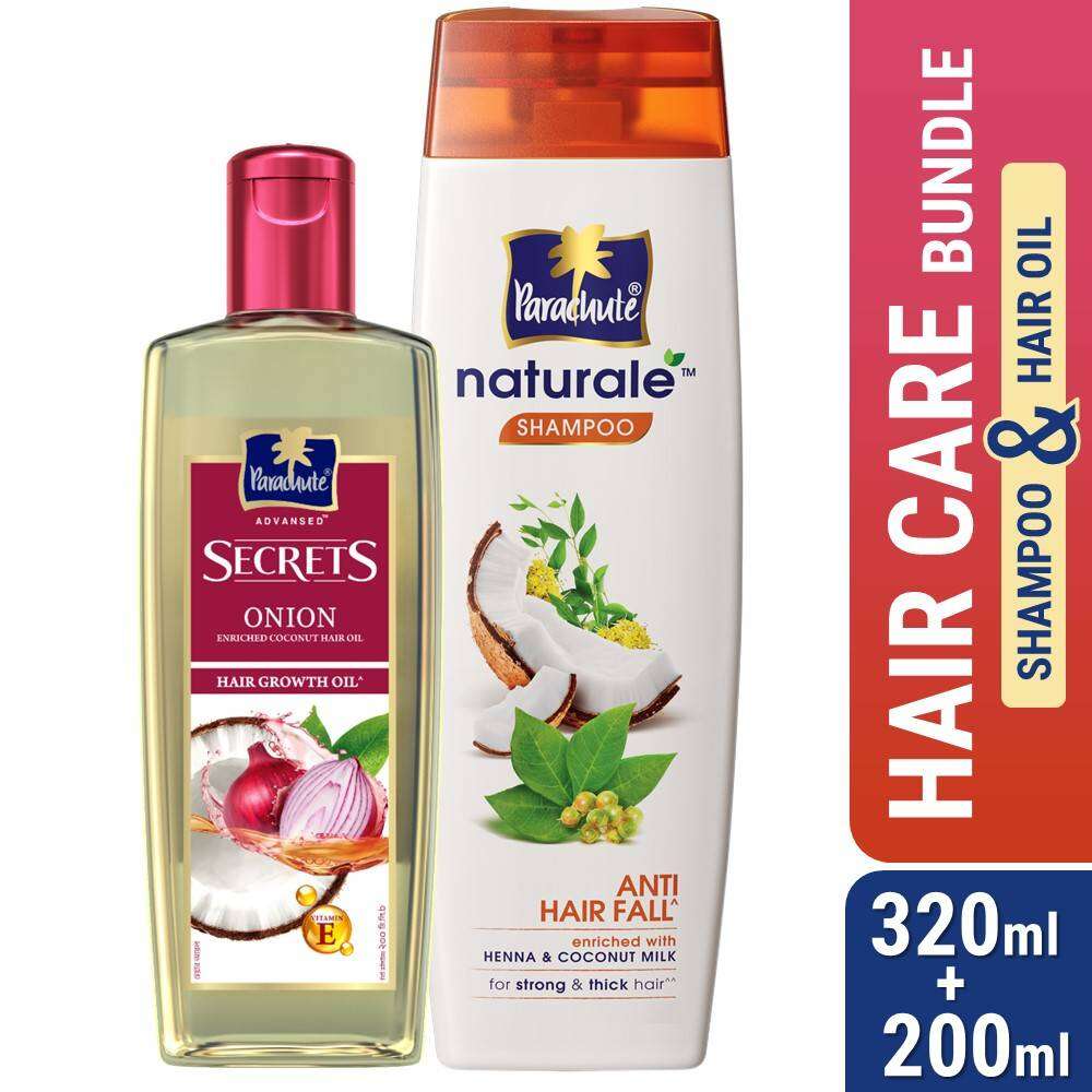 HAIR CARE BUNDLE - Parachute Naturale Shampoo Anti Hair Fall 320ml & Parachute Advansed Onion Enriched Coconut Hair Growth Oil 200ml