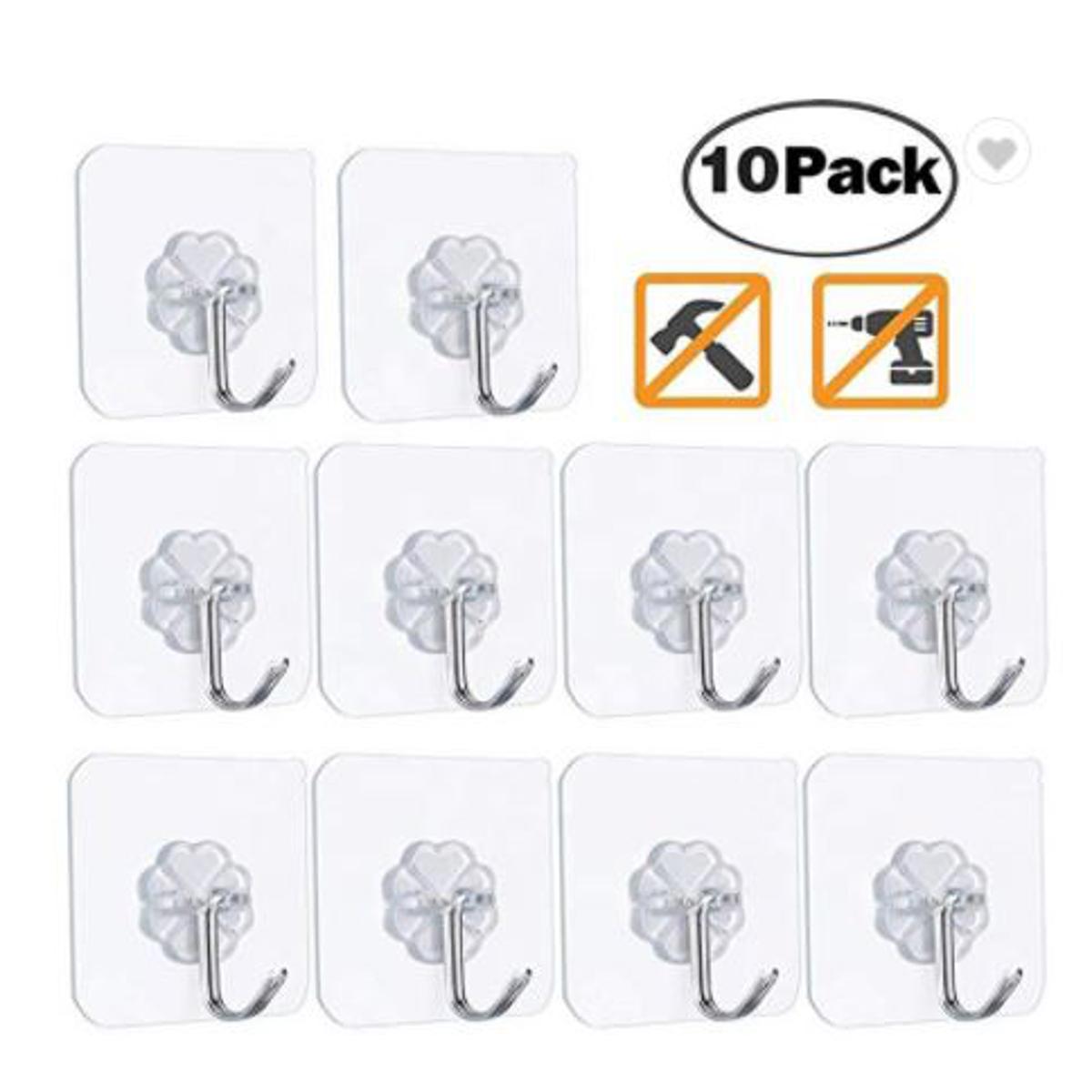 10 Pcs Transparent Self-Adhesive Wall Hooks Review: Perfect Drill-Free Solution