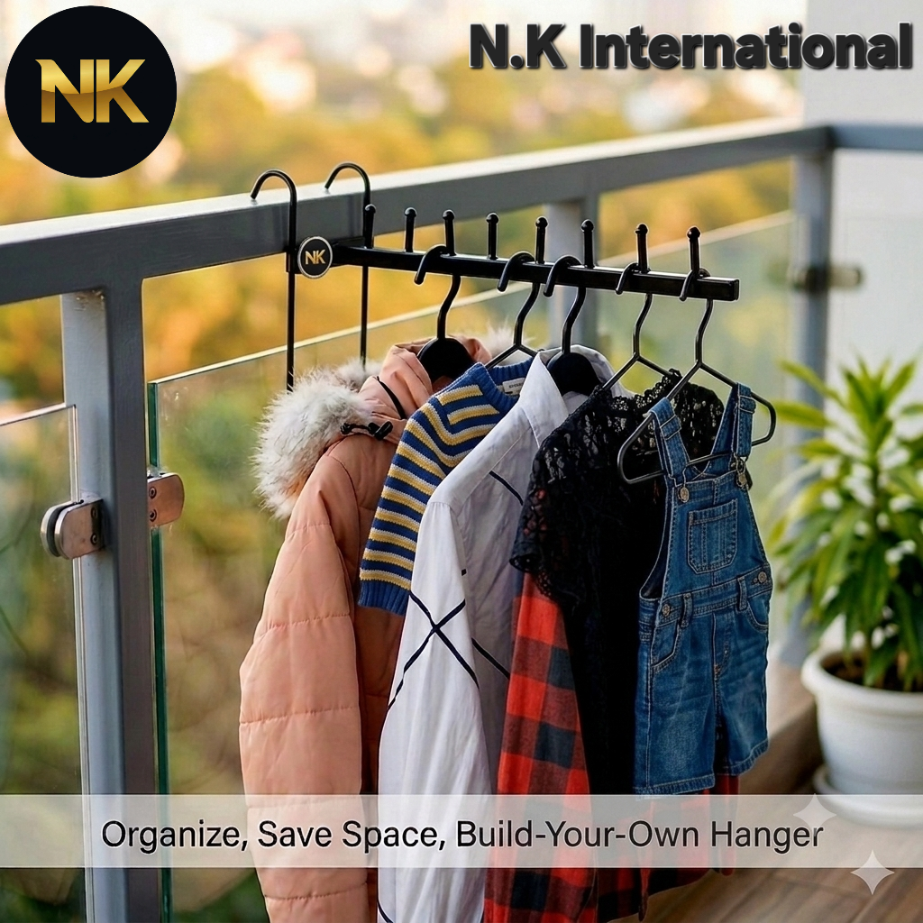 Metal Grill Cloth Drying Rack Hanger Space Saver Clothes hanger - Balcony Clothes Drying Metal Heavy Duty Hanger Multi Purpose Hanger Space Saving Balcony Clothes Hanger Clothes Drying Stand Laundry Hanger