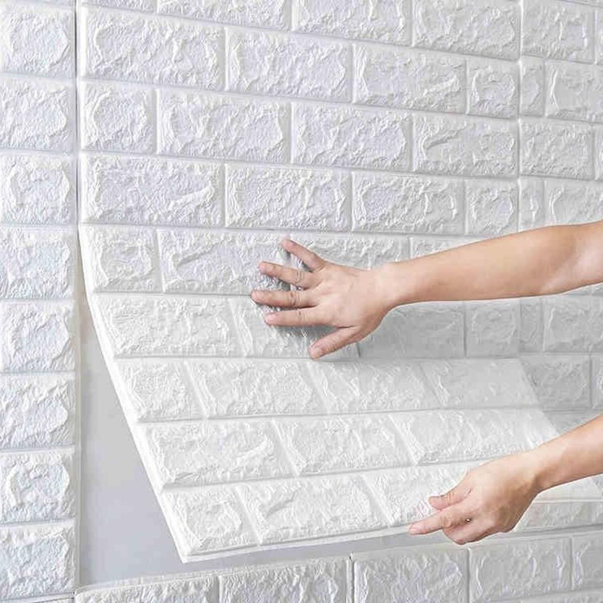 3D Self-Adhesive Foam Wall Stickers for Living Room, Bedroom, Kitchen, Kids Room, Waterproof, Anti-Collision, Easy to Install (White,Pink, 1,2,3,4 Square Feet)